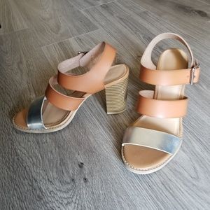 Three-Strap Block-Heel Sandals